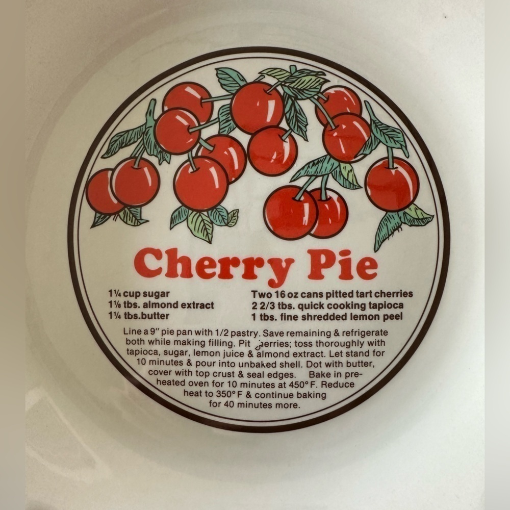 Sunnycraft Sunstone Collection 1980’s 11’ Cherry pie plate